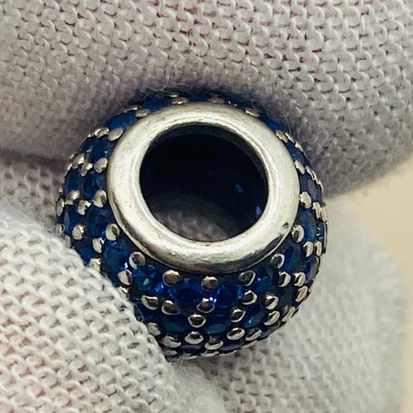 EUC Pandora 791051NCB Sterling Silver Pave Lights Charm w/ Blue Nano Crystal - Picture 10 of 13